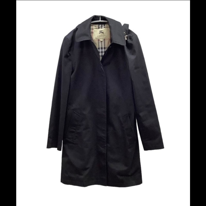 女40號/日本二手/Burberry 時尚女神風衣/有格紋帽+腰帶+-1