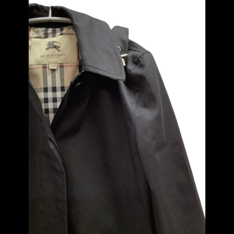 女40號/日本二手/Burberry 時尚女神風衣/有格紋帽+腰帶+-2