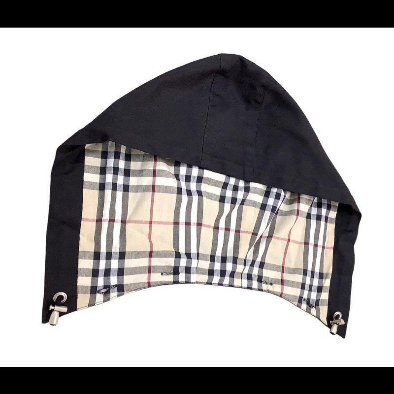 女40號/日本二手/Burberry 時尚女神風衣/有格紋帽+腰帶+-5