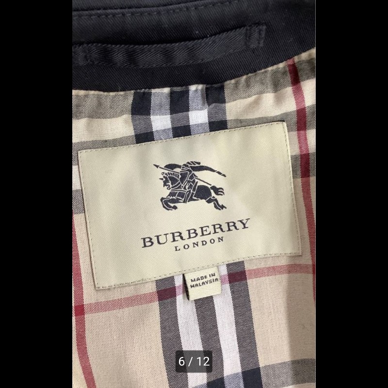 女40號/日本二手/Burberry 時尚女神風衣/有格紋帽+腰帶+-7