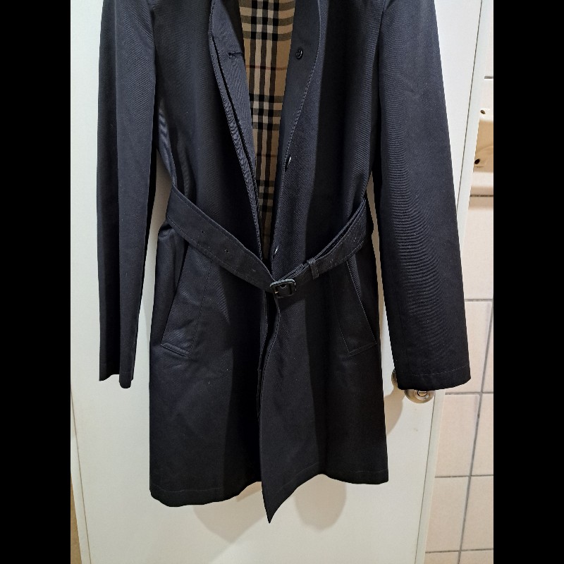 女40號/日本二手/Burberry 時尚女神風衣/有格紋帽+腰帶-6