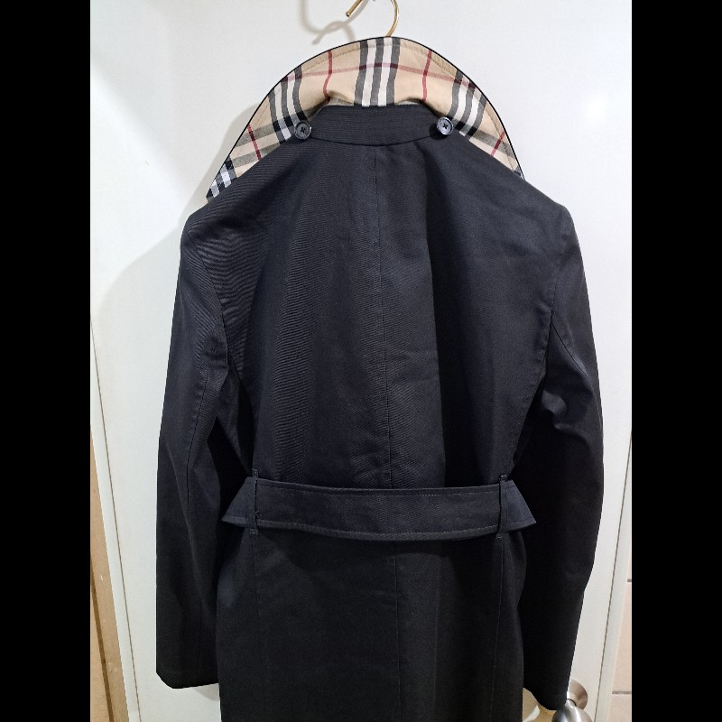 女40號/日本二手/Burberry 時尚女神風衣/有格紋帽+腰帶-8
