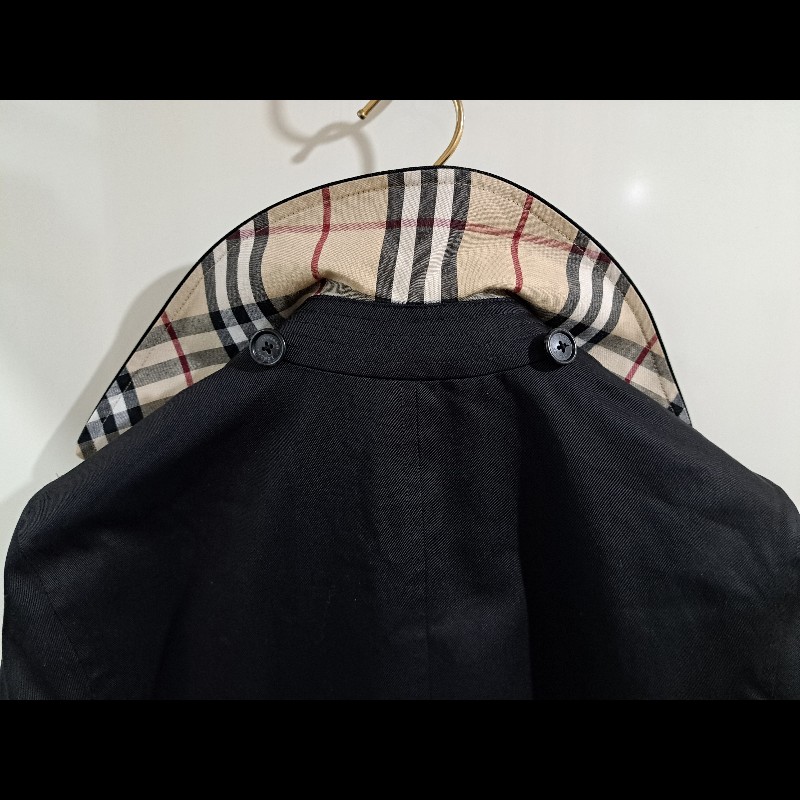 女40號/日本二手/Burberry 時尚女神風衣/有格紋帽+腰帶-9