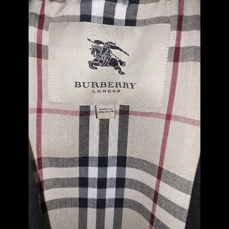 女40號/日本二手/Burberry 時尚女神風衣/有格紋帽+腰帶-15