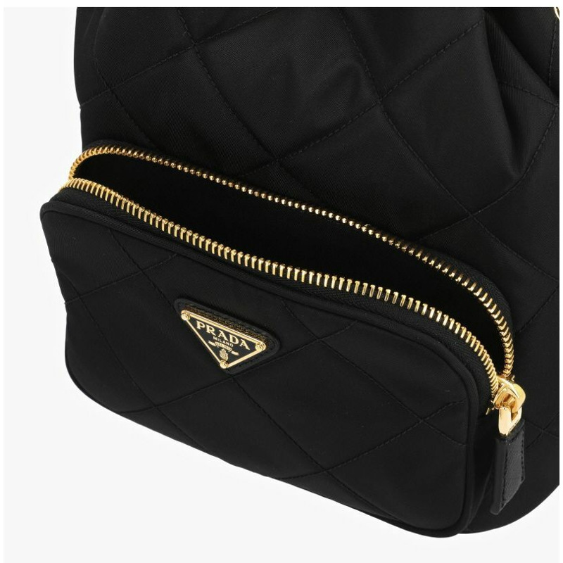 PRADA 2005年復刻版尼龍襯墊三角形Logo鏈條水桶單肩包 1BH038 2AOS F0002-6