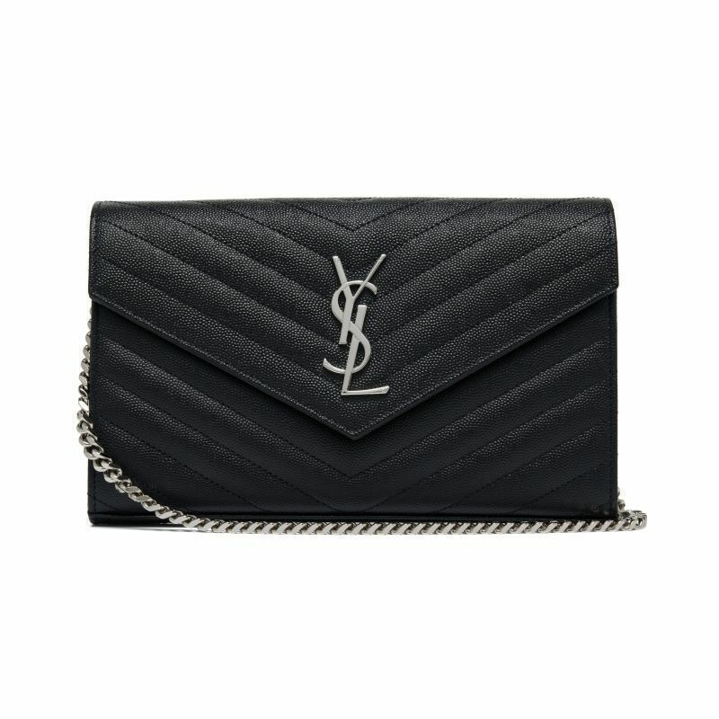 SAINT LAURENT Cassandra Monogram Matelassé 銀色 WOC 鏈條斜背包 377828 BOW02 1000-1