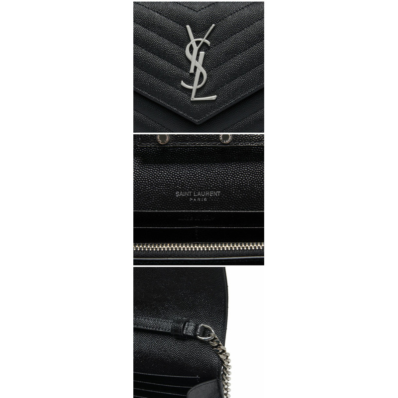 SAINT LAURENT Cassandra Monogram Matelassé 銀色 WOC 鏈條斜背包 377828 BOW02 1000-6