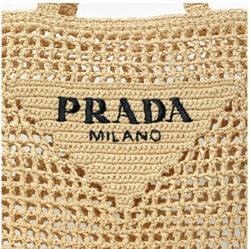 PRADA 拉菲草鉤編手提包 1BG393 2C2T F0018-5