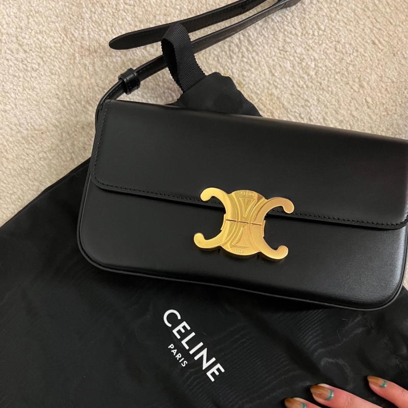 近全新 Celine 腋下包 CLAUDE亮澤牛皮革肩揹袋-0