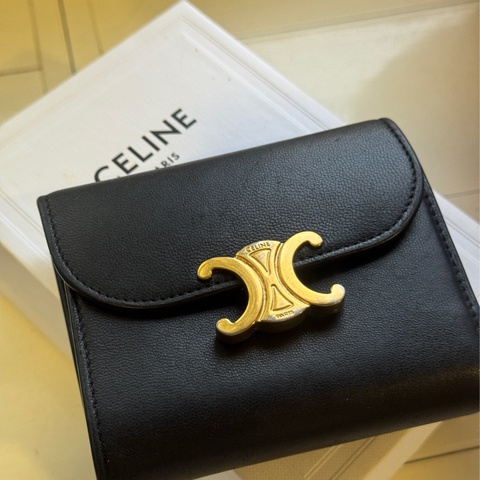 Celine TRIOMPHE小號翻蓋錢包｜購證齊全/全配 Celine短夾