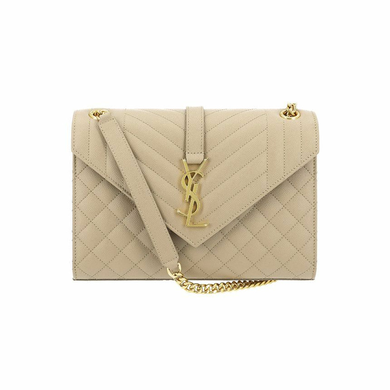 SAINT LAURENT Cassandra Monogram 馬特拉塞凸紋信封中型鏈條單肩包-0