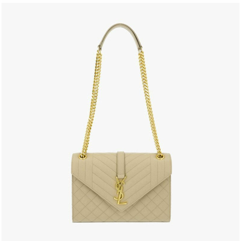 SAINT LAURENT Cassandra Monogram 馬特拉塞凸紋信封中型鏈條單肩包-6