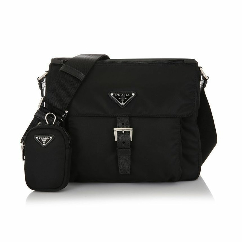 PRADA 琺瑯Logo口袋斜背包 1BD994 RV44 F0002-0
