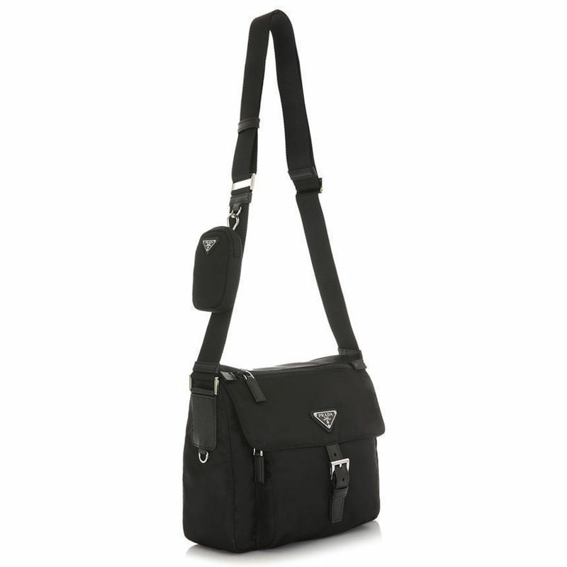PRADA 琺瑯Logo口袋斜背包 1BD994 RV44 F0002-4