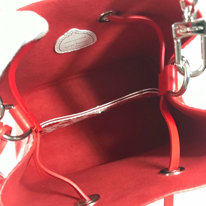 路易威登 Monogram Empreinte LV×YK 草間彌生 NeoNoe 斜背包,抽繩兩用手提包,波點肩帶皮革,紅色,女士,近全新-4