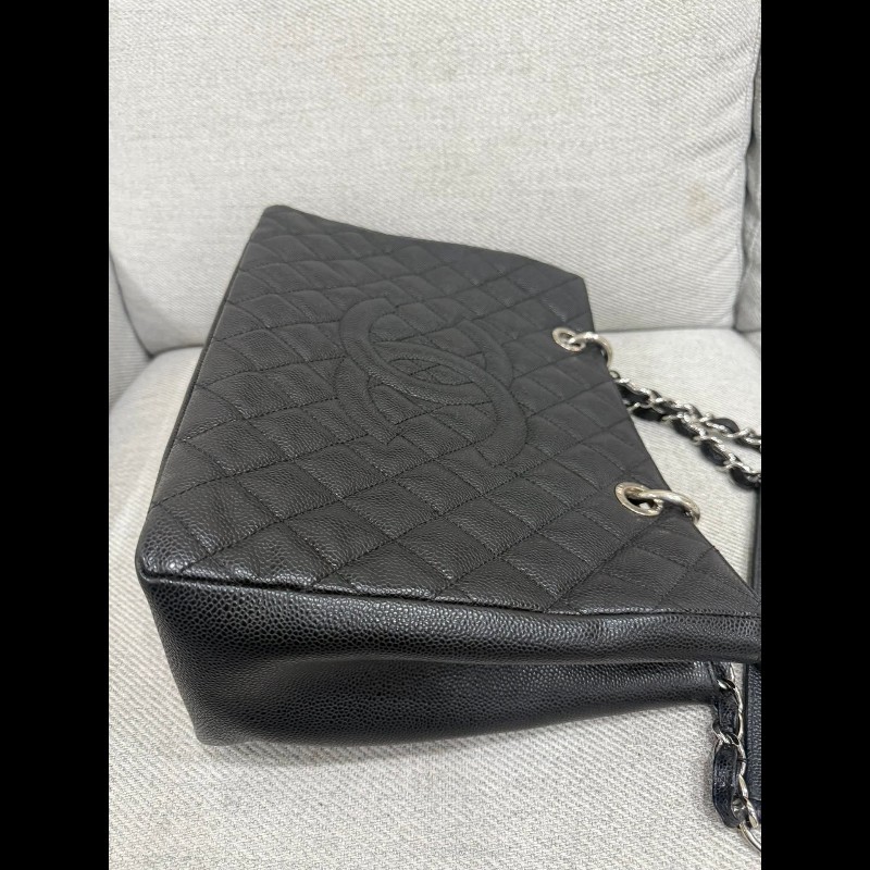 香奈兒經典GST黑色荔枝皮銀鏈-9