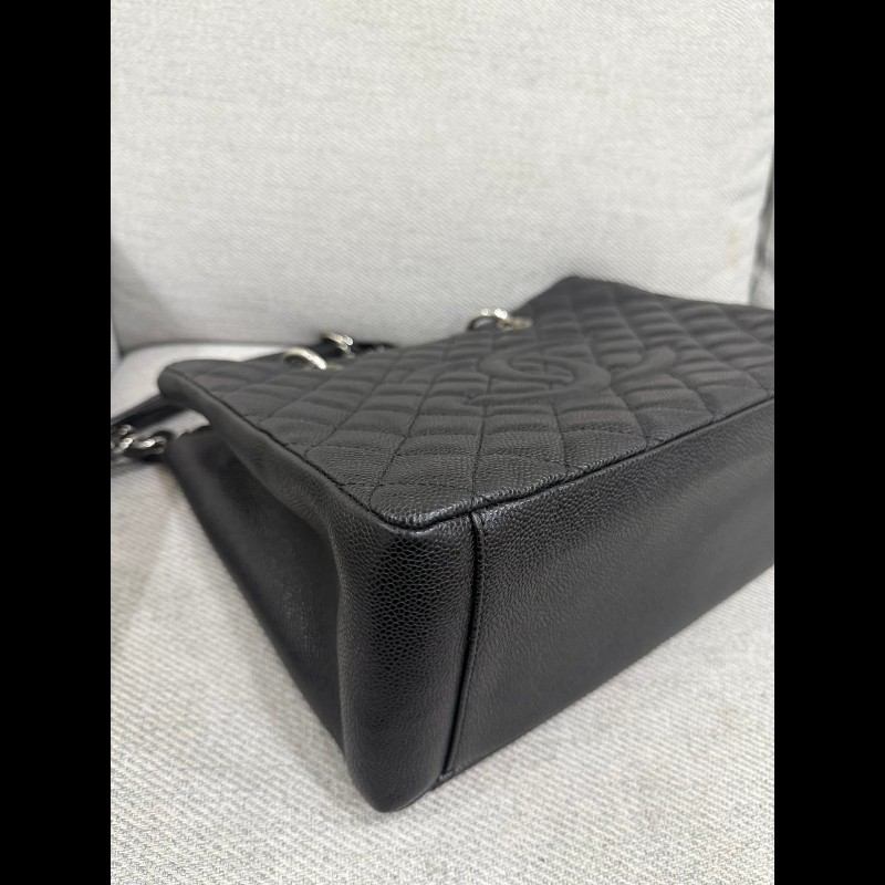 香奈兒經典GST黑色荔枝皮銀鏈-12