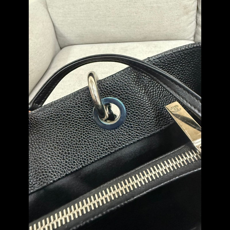 香奈兒經典GST黑色荔枝皮銀鏈-18