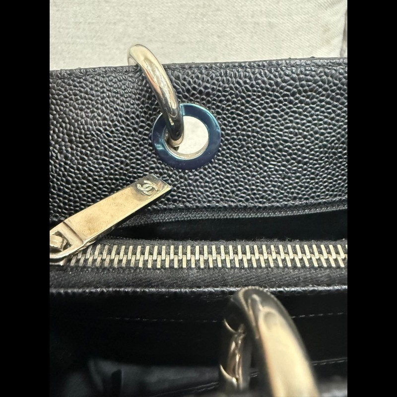 香奈兒經典GST黑色荔枝皮銀鏈-20