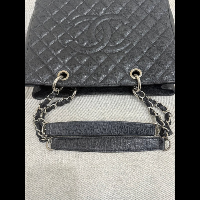 香奈兒經典GST黑色荔枝皮銀鏈-23