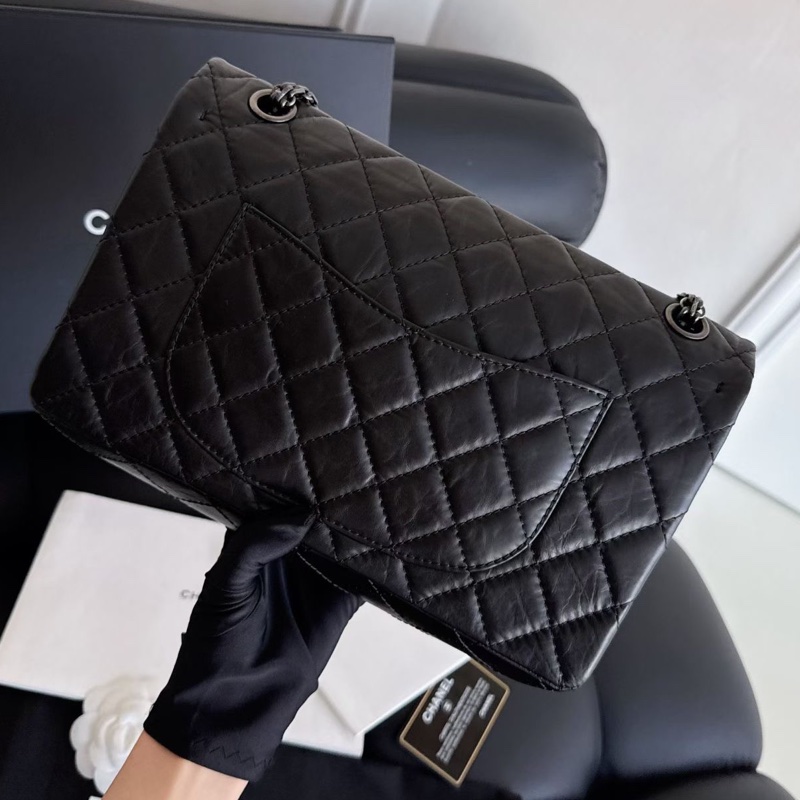 【近新閒置品】香奈兒Chanel香奈兒黑銀255中號2.55鏈條包 鐳射15開-3