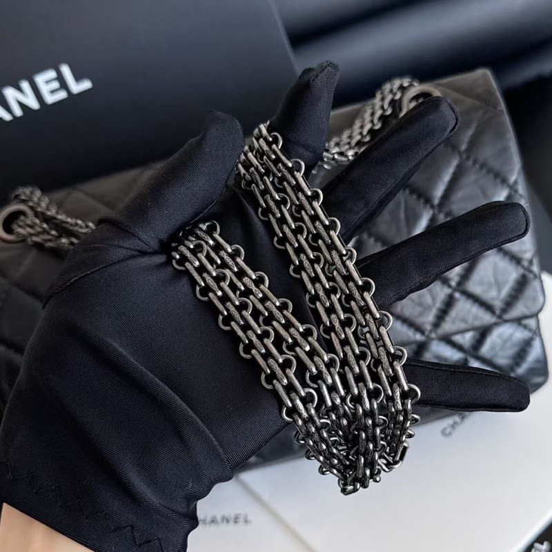【近新閒置品】香奈兒Chanel香奈兒黑銀255中號2.55鏈條包 鐳射15開-7