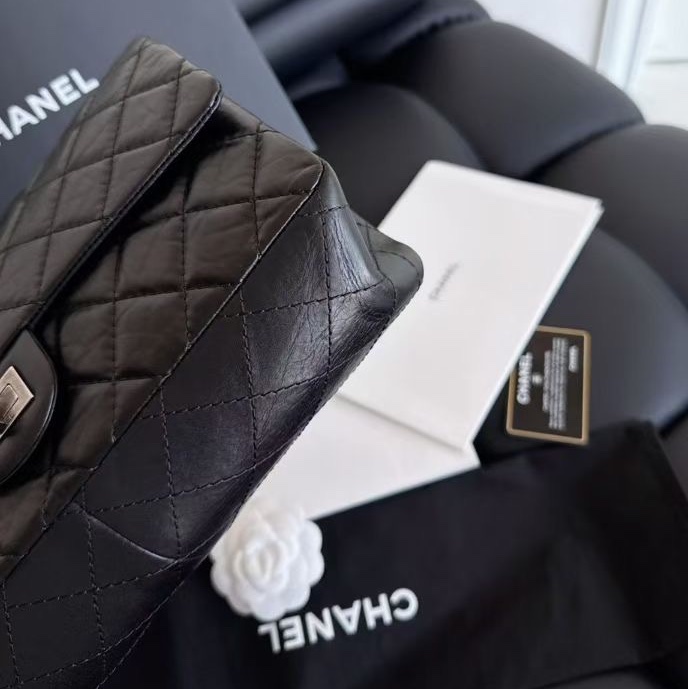 【近新閒置品】香奈兒Chanel香奈兒黑銀255中號2.55鏈條包 鐳射15開-9