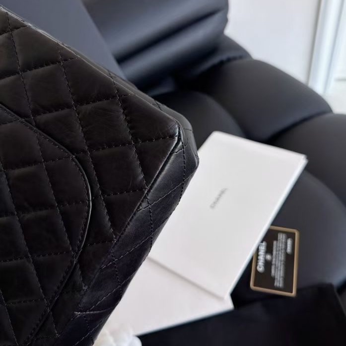 【近新閒置品】香奈兒Chanel香奈兒黑銀255中號2.55鏈條包 鐳射15開-11