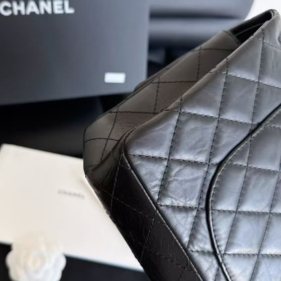 【近新閒置品】香奈兒Chanel香奈兒黑銀255中號2.55鏈條包 鐳射15開-12