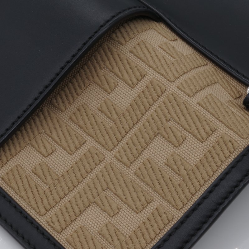 Fenidi 芬迪 Flat Baguette 緹花拼接 駝色 黑色 翻蓋斜背包 肩背包-14