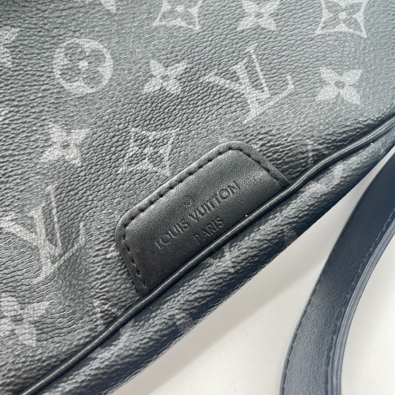 Louis Vuitton 路易威登 Eclipse Discovery 黑武士 黑色 老花 帆布 腰包 斜掛包 斜背包 側背包 胸包-11