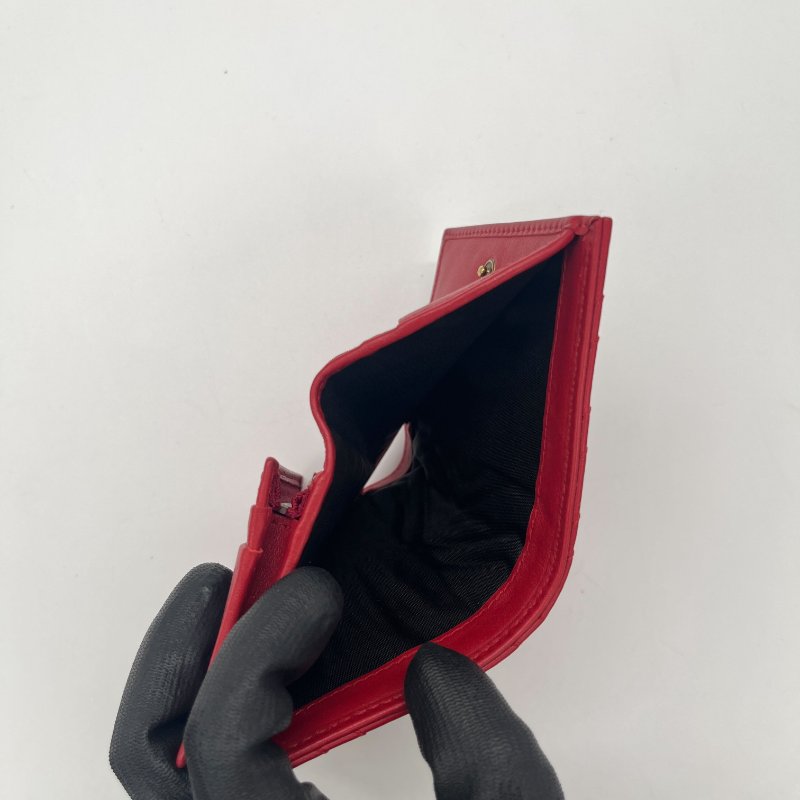 Gucci 古馳 GG Marmont 紅色 菱格紋 牛皮 短夾-13