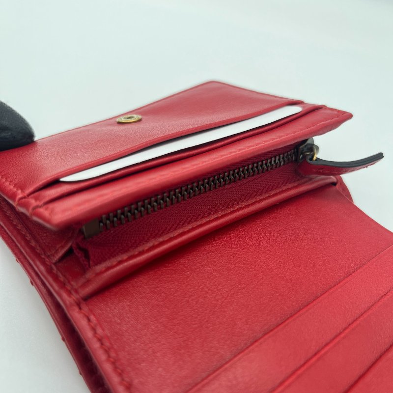 Gucci 古馳 GG Marmont 紅色 菱格紋 牛皮 短夾-14