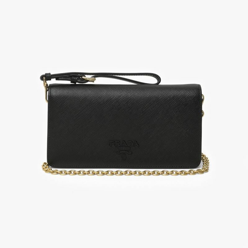 PRADA Saffiano Shine Bandoliera 迷你鏈條斜背包 1DH029 2EBW F0002-1