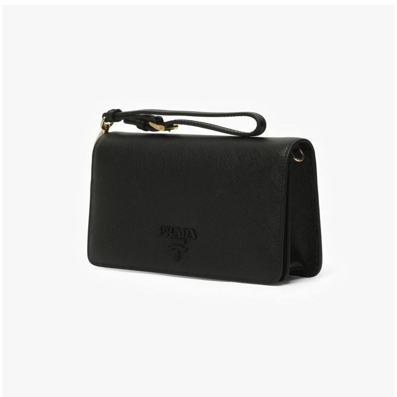 PRADA Saffiano Shine Bandoliera 迷你鏈條斜背包 1DH029 2EBW F0002-4