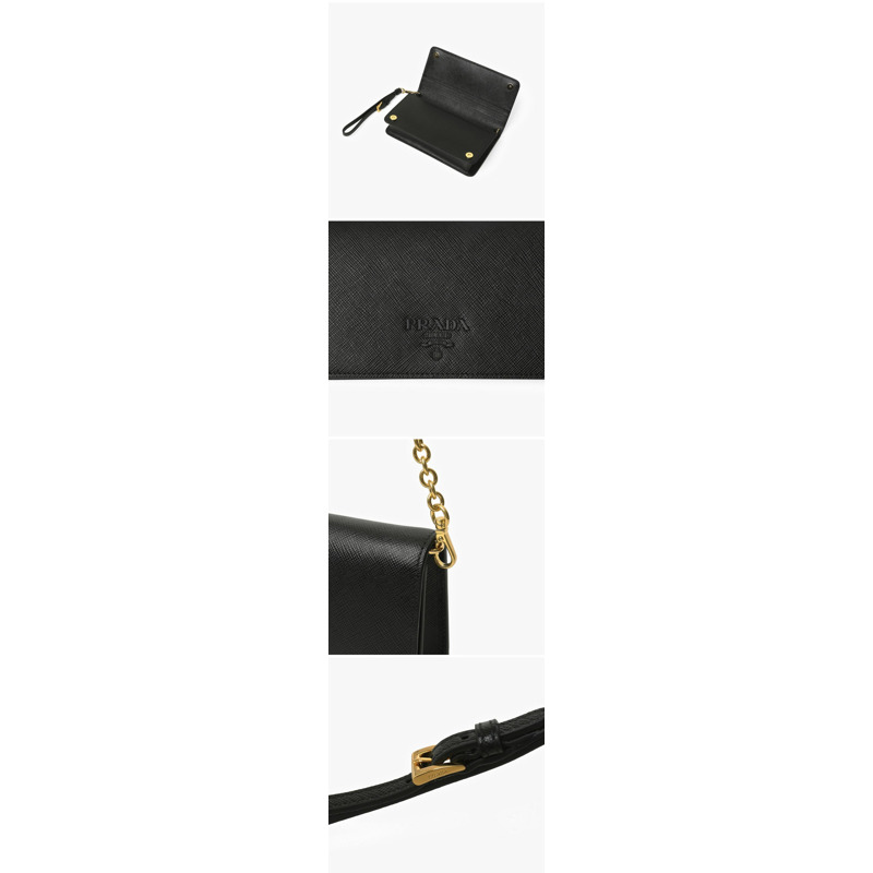 PRADA Saffiano Shine Bandoliera 迷你鏈條斜背包 1DH029 2EBW F0002-6