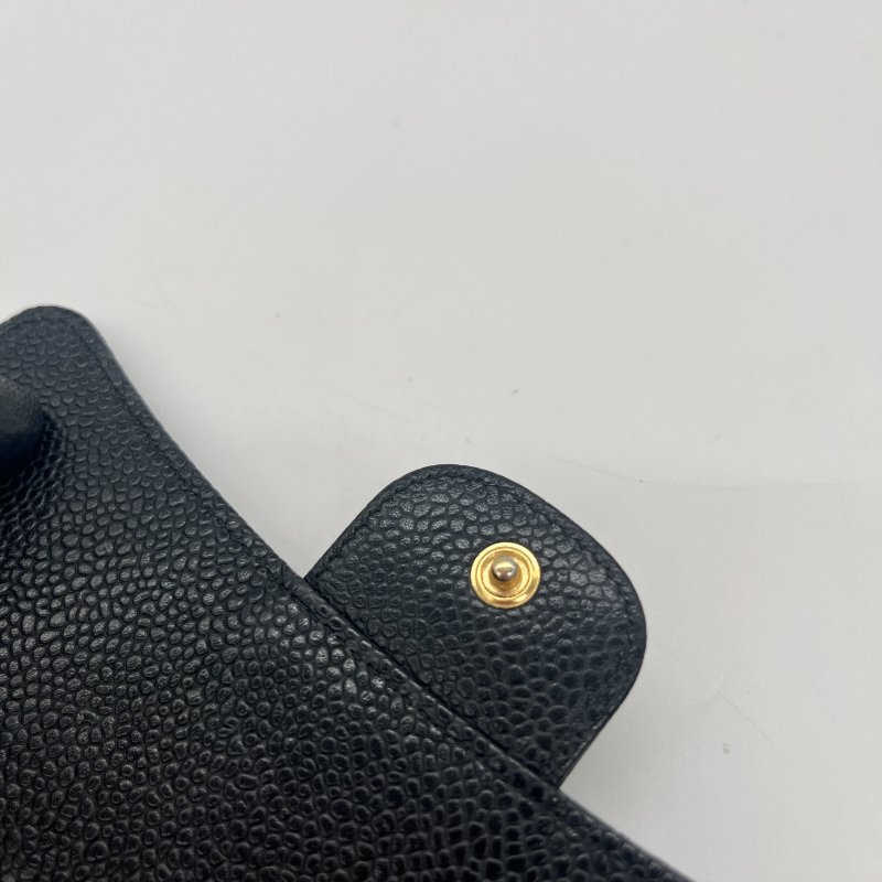 Chanel 香奈兒 Long Wallet 經典扣式 黑色 荔枝紋 牛皮 淡金釦 長夾-8