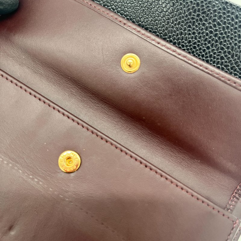 Chanel 香奈兒 Long Wallet 經典扣式 黑色 荔枝紋 牛皮 淡金釦 長夾-13