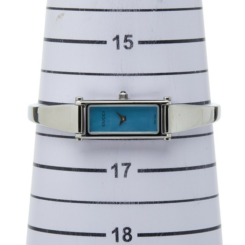 Gucci 貝殼錶盤(藍色)手鐲式腕錶,1500L 石英機芯,不鏽鋼錶殼,女款-6