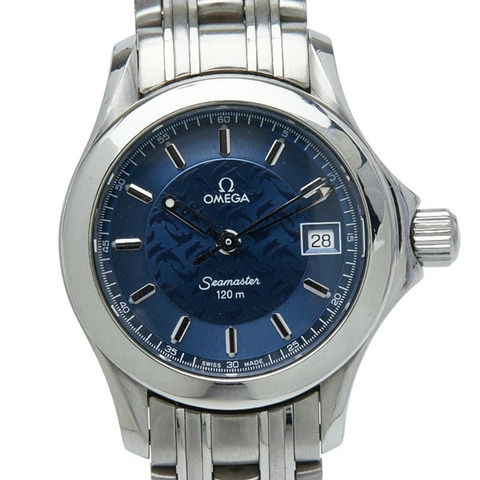 歐米茄海馬120 Jacques Mayol限量版石英腕錶，限量2000枚，海軍藍錶盤，不鏽鋼錶殼，女款