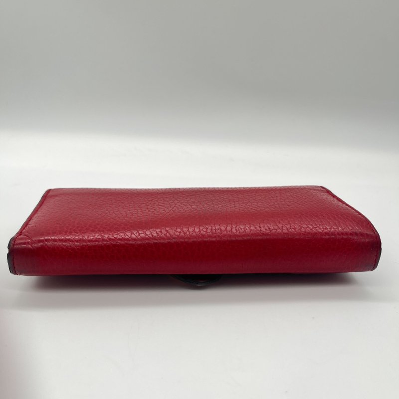 Gucci 古馳 GG 紅色 荔枝紋 皮革 肩背 長夾 錢包-3