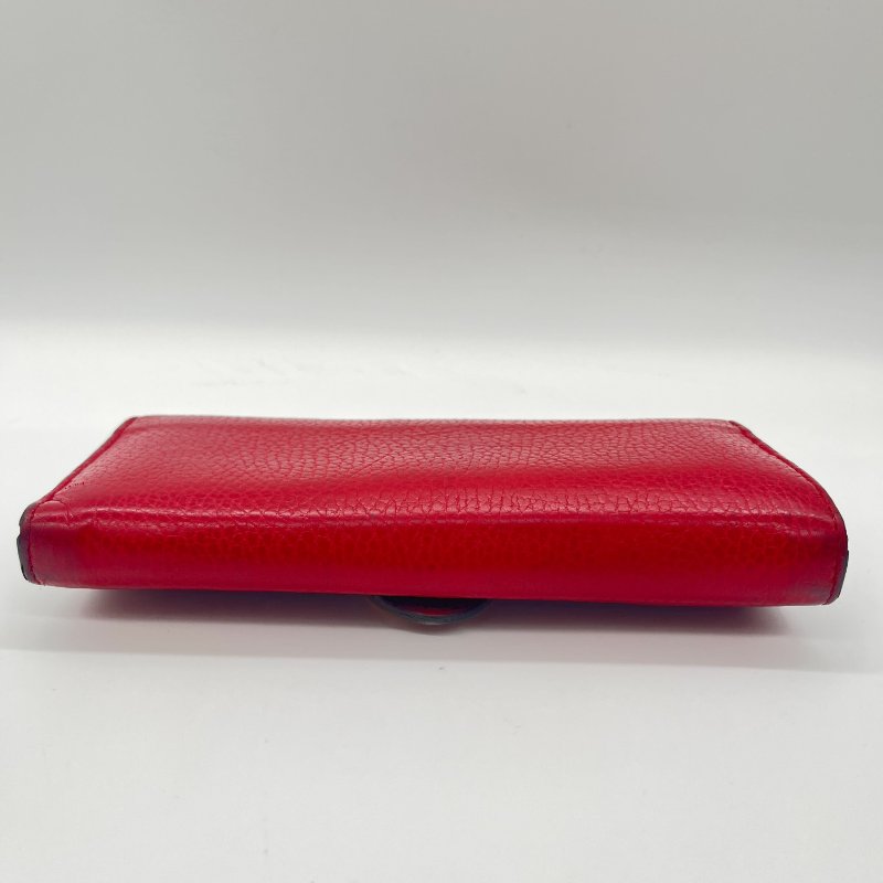 Gucci 古馳 GG 紅色 荔枝紋 皮革 肩背 長夾 錢包-7