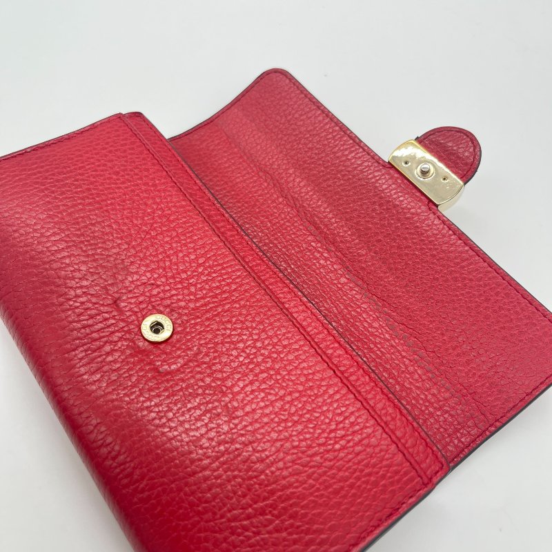 Gucci 古馳 GG 紅色 荔枝紋 皮革 肩背 長夾 錢包-16