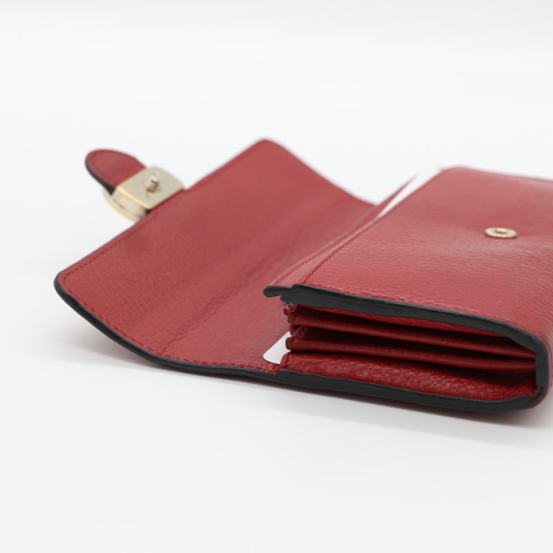 Gucci 古馳 GG 紅色 荔枝紋 皮革 肩背 長夾 錢包-4