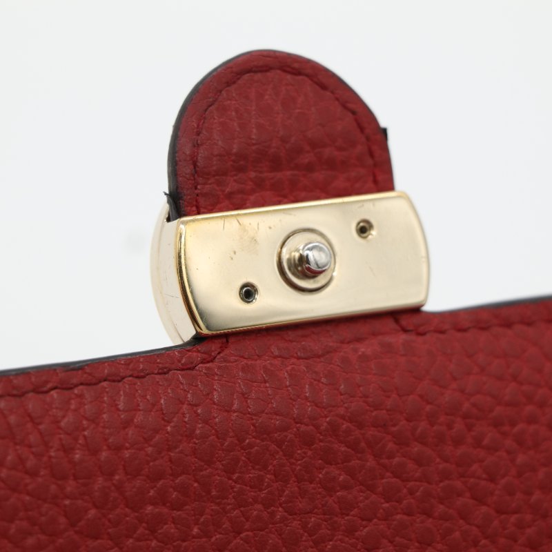 Gucci 古馳 GG 紅色 荔枝紋 皮革 肩背 長夾 錢包-7