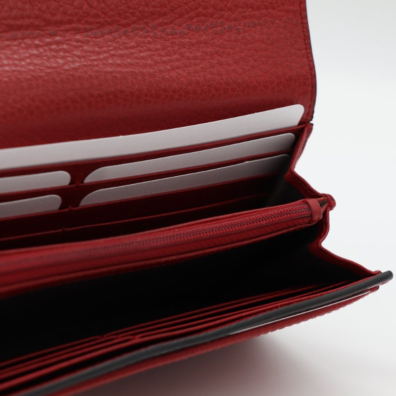 Gucci 古馳 GG 紅色 荔枝紋 皮革 肩背 長夾 錢包-8