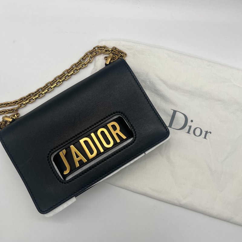 Dior 迪奧 J’adior 黑色 小牛皮 金釦 翻蓋 肩背包 斜背包-0