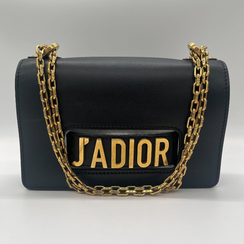 Dior 迪奧 J’adior 黑色 小牛皮 金釦 翻蓋 肩背包 斜背包-3