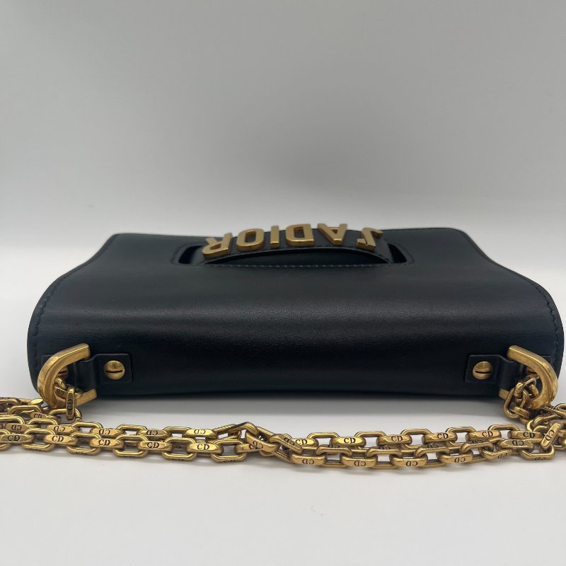 Dior 迪奧 J’adior 黑色 小牛皮 金釦 翻蓋 肩背包 斜背包-4