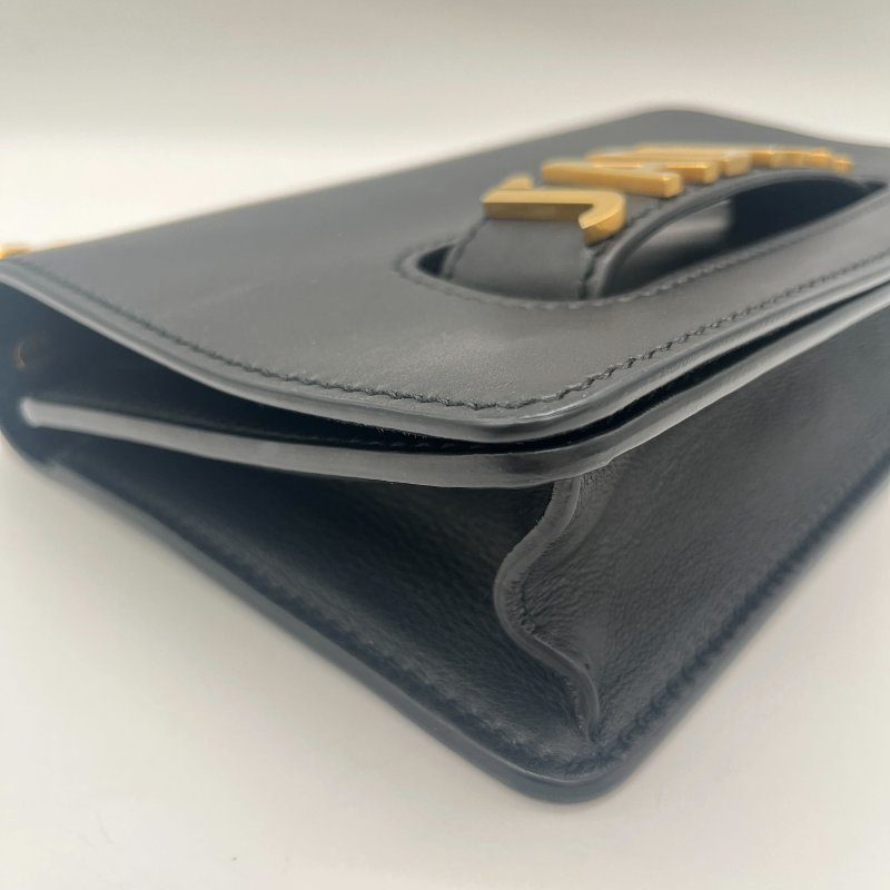 Dior 迪奧 J’adior 黑色 小牛皮 金釦 翻蓋 肩背包 斜背包-9